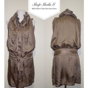 IKKS DRAWSTRING SHAWL COLLAR Dress